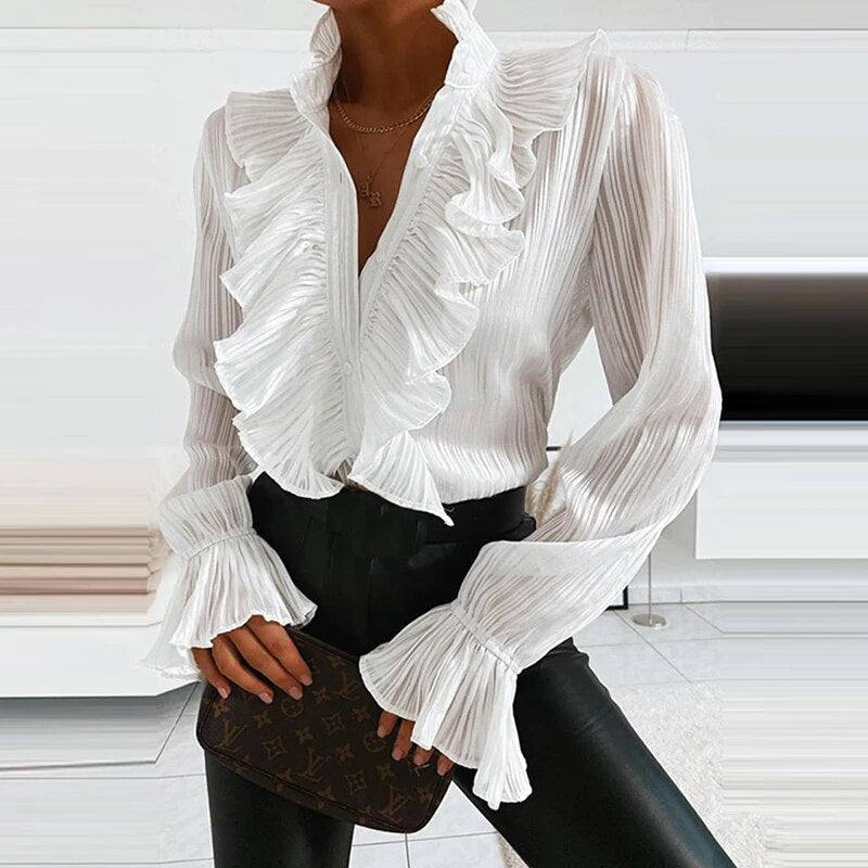 RUFFLE CHIFFON BLOUSE