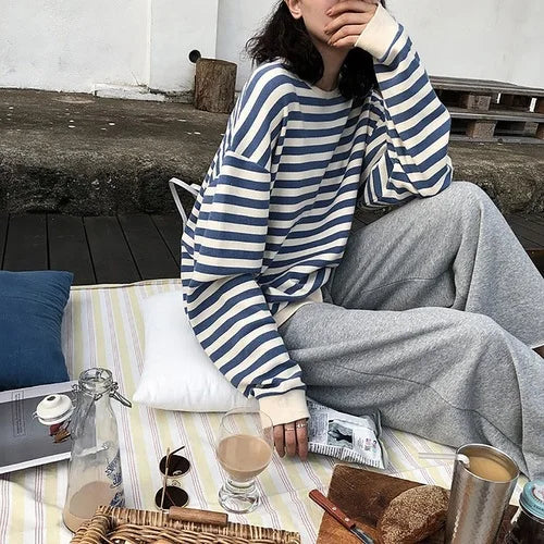 STRIPED COTTON SWEATSHIRT