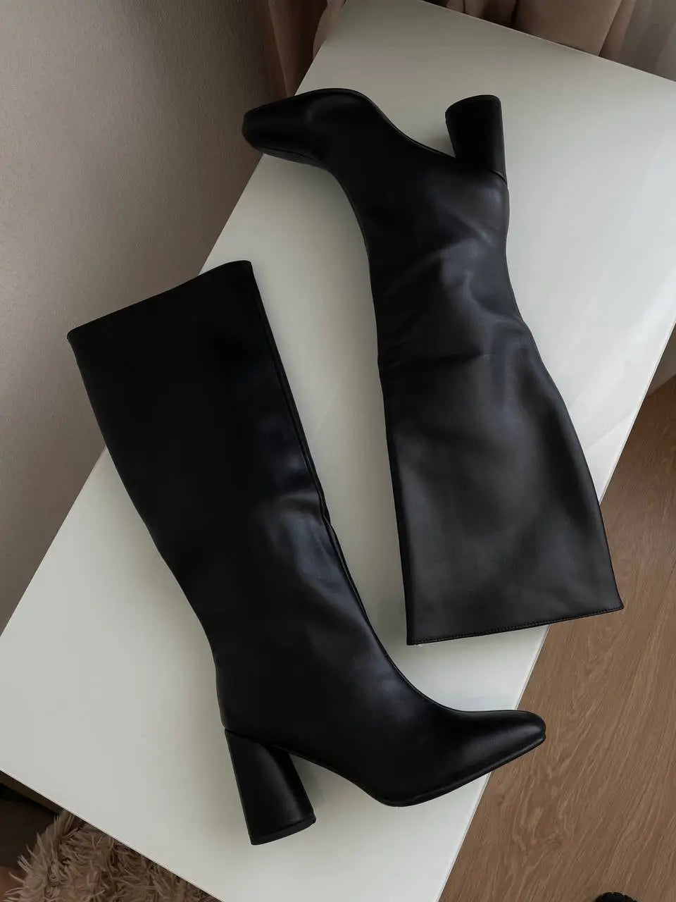 LEATHER KNEE HIGH BOOTS